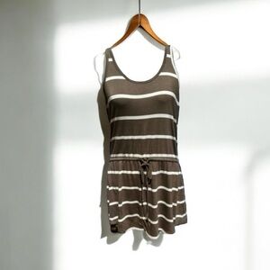 🌻NEW (w/tag) Chaser Venice Stripe Double Scoop Neck Shirttale Tank Dress sz M
